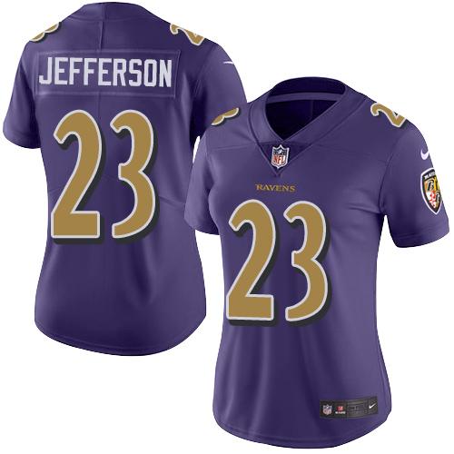 Nike Ravens #23 Tony Jefferson Purple Women's Stitched NFL Limited Rush Jersey